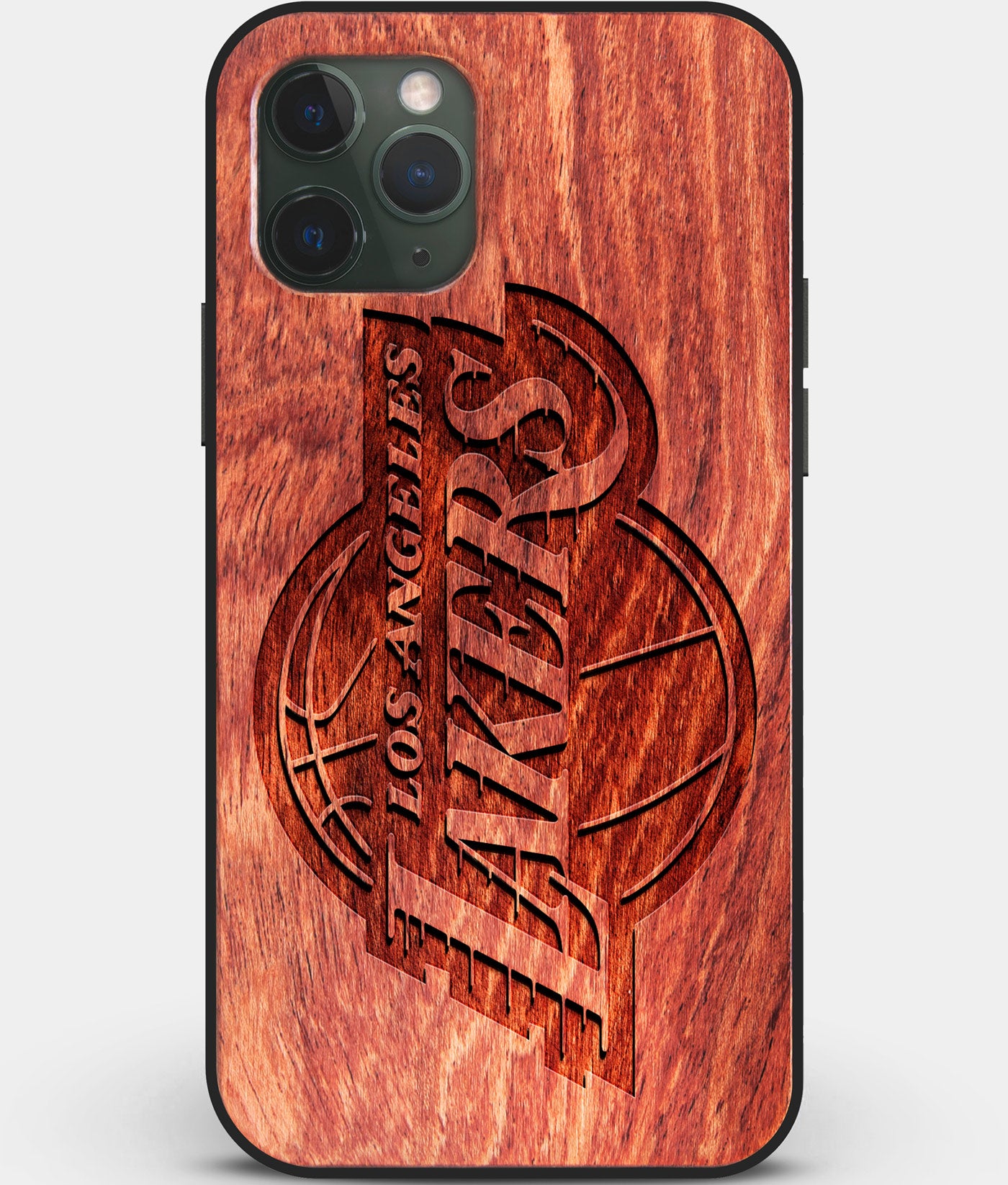 Custom Carved Wood Los Angeles Lakers iPhone 11 Pro Max Case | Personalized Mahogany Wood Los Angeles Lakers Cover, Birthday Gift, Gifts For Him, Monogrammed Gift For Fan | by Engraved In Nature