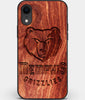 Custom Carved Wood Memphis Grizzlies iPhone XR Case | Personalized Mahogany Wood Memphis Grizzlies Cover, Birthday Gift, Gifts For Him, Monogrammed Gift For Fan | by Engraved In Nature
