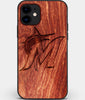 Custom Carved Wood Miami Marlins iPhone 11 Case | Personalized Mahogany Wood Miami Marlins Cover, Birthday Gift, Gifts For Him, Monogrammed Gift For Fan | by Engraved In Nature
