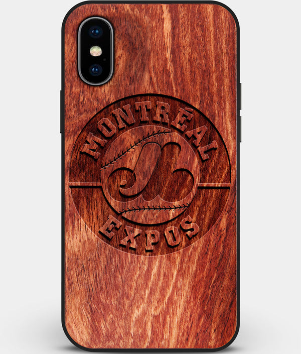 Custom Carved Wood Montreal Expos iPhone X/XS Case | Personalized Mahogany Wood Montreal Expos Cover, Birthday Gift, Gifts For Him, Monogrammed Gift For Fan | by Engraved In Nature