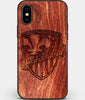 Custom Carved Wood Montreal Impact iPhone X/XS Case | Personalized Mahogany Wood Montreal Impact Cover, Birthday Gift, Gifts For Him, Monogrammed Gift For Fan | by Engraved In Nature