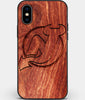 Custom Carved Wood New Jersey Devils iPhone X/XS Case | Personalized Mahogany Wood New Jersey Devils Cover, Birthday Gift, Gifts For Him, Monogrammed Gift For Fan | by Engraved In Nature