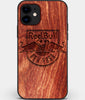 Custom Carved Wood New York City Red Bulls iPhone 12 Case | Personalized Mahogany Wood New York City Red Bulls Cover, Birthday Gift, Gifts For Him, Monogrammed Gift For Fan | by Engraved In Nature