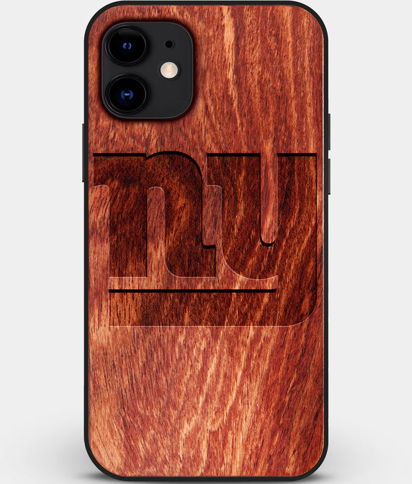 Custom Carved Wood New York Giants iPhone 11 Case | Personalized Mahogany Wood New York Giants Cover, Birthday Gift, Gifts For Him, Monogrammed Gift For Fan | by Engraved In Nature