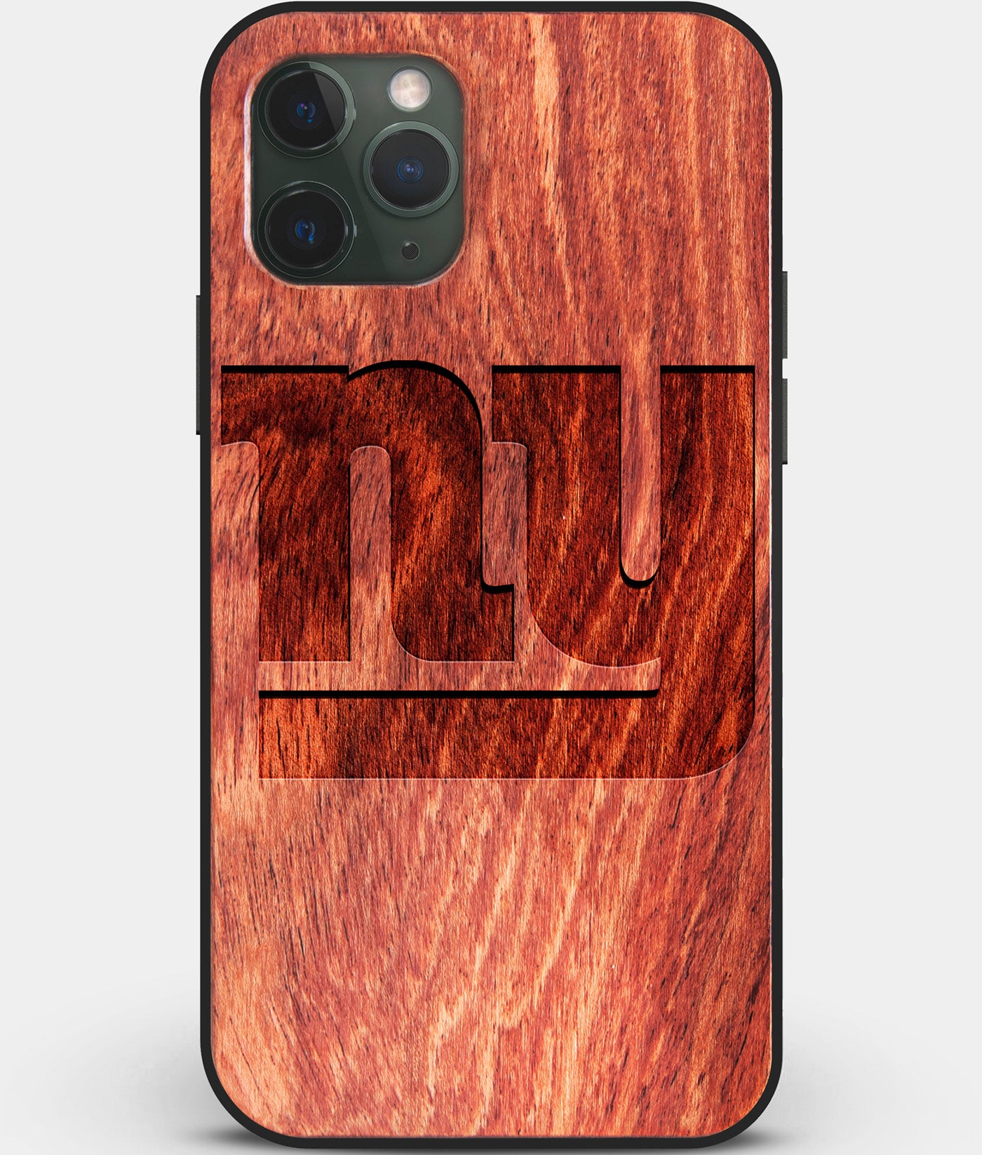 Custom Carved Wood New York Giants iPhone 11 Pro Max Case | Personalized Mahogany Wood New York Giants Cover, Birthday Gift, Gifts For Him, Monogrammed Gift For Fan | by Engraved In Nature