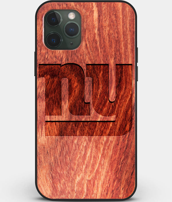 Custom Carved Wood New York Giants iPhone 11 Pro Max Case | Personalized Mahogany Wood New York Giants Cover, Birthday Gift, Gifts For Him, Monogrammed Gift For Fan | by Engraved In Nature