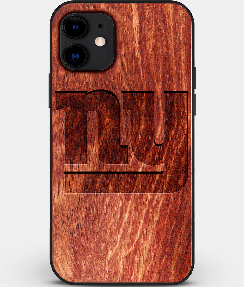 Custom Carved Wood New York Giants iPhone 12 Case | Personalized Mahogany Wood New York Giants Cover, Birthday Gift, Gifts For Him, Monogrammed Gift For Fan | by Engraved In Nature
