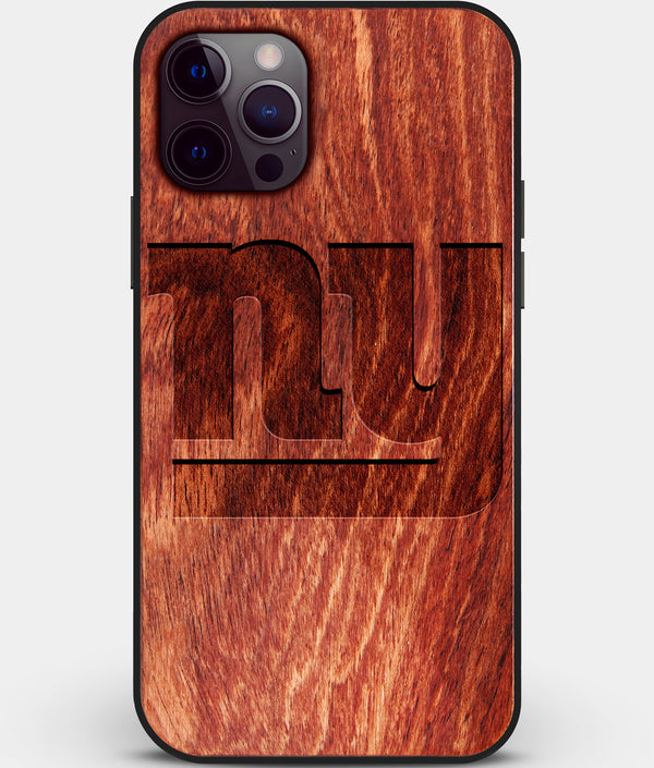 Custom Carved Wood New York Giants iPhone 12 Pro Case | Personalized Mahogany Wood New York Giants Cover, Birthday Gift, Gifts For Him, Monogrammed Gift For Fan | by Engraved In Nature
