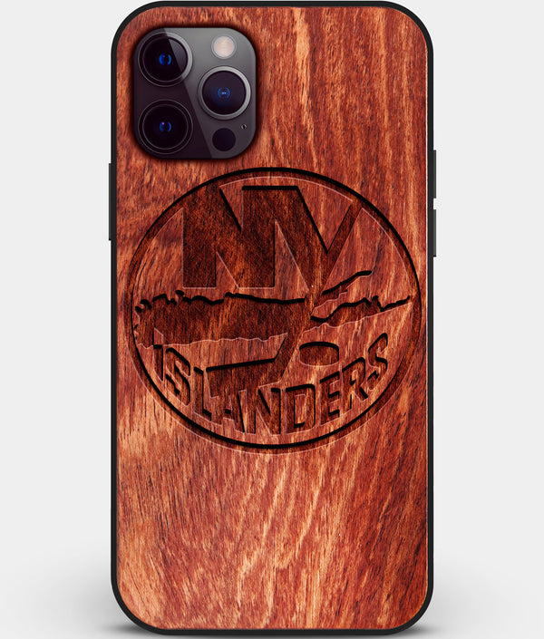 Custom Carved Wood New York Islanders iPhone 12 Pro Case | Personalized Mahogany Wood New York Islanders Cover, Birthday Gift, Gifts For Him, Monogrammed Gift For Fan | by Engraved In Nature