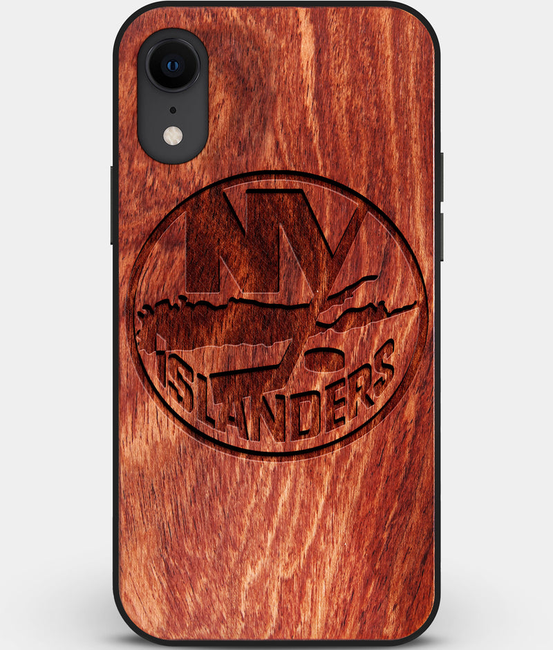 Custom Carved Wood New York Islanders iPhone XR Case | Personalized Mahogany Wood New York Islanders Cover, Birthday Gift, Gifts For Him, Monogrammed Gift For Fan | by Engraved In Nature