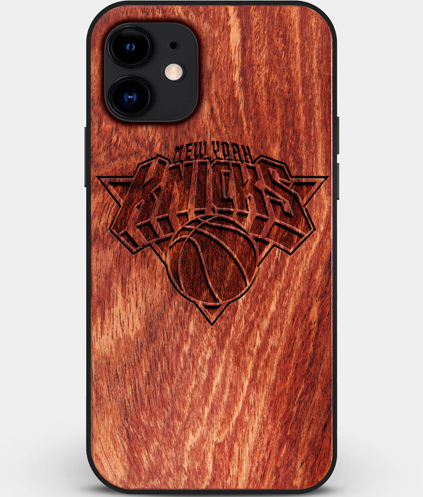 Custom Carved Wood New York Knicks iPhone 12 Mini Case | Personalized Mahogany Wood New York Knicks Cover, Birthday Gift, Gifts For Him, Monogrammed Gift For Fan | by Engraved In Nature