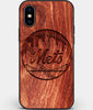 Custom Carved Wood New York Mets iPhone X/XS Case | Personalized Mahogany Wood New York Mets Cover, Birthday Gift, Gifts For Him, Monogrammed Gift For Fan | by Engraved In Nature