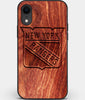 Custom Carved Wood New York Rangers iPhone XR Case | Personalized Mahogany Wood New York Rangers Cover, Birthday Gift, Gifts For Him, Monogrammed Gift For Fan | by Engraved In Nature