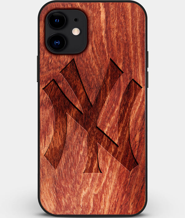 Custom Carved Wood New York Yankees iPhone 11 Case Classic | Personalized Mahogany Wood New York Yankees Cover, Birthday Gift, Gifts For Him, Monogrammed Gift For Fan | by Engraved In Nature