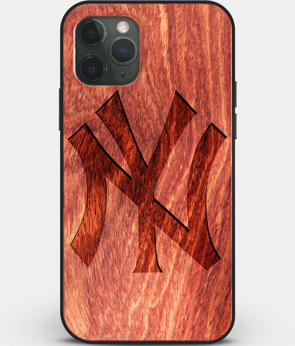 Custom Carved Wood New York Yankees iPhone 11 Pro Case Classic | Personalized Mahogany Wood New York Yankees Cover, Birthday Gift, Gifts For Him, Monogrammed Gift For Fan | by Engraved In Nature