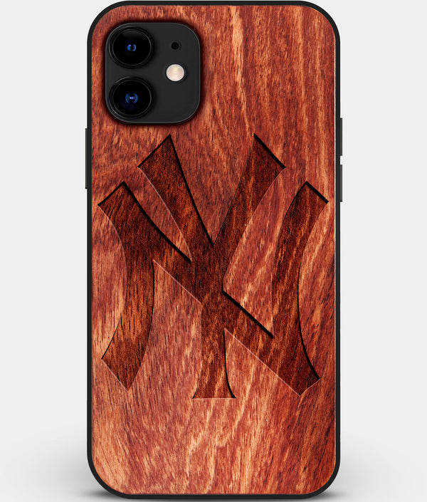 Custom Carved Wood New York Yankees iPhone 12 Case Classic | Personalized Mahogany Wood New York Yankees Cover, Birthday Gift, Gifts For Him, Monogrammed Gift For Fan | by Engraved In Nature