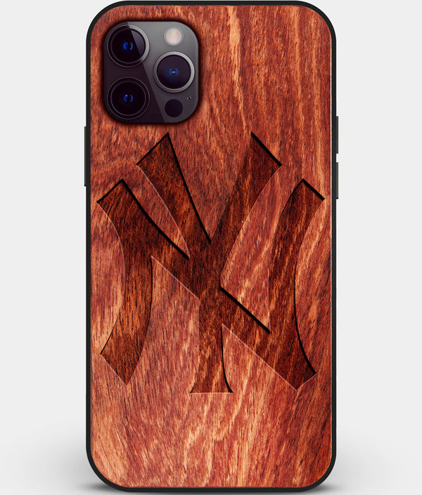 Custom Carved Wood New York Yankees iPhone 12 Pro Case Classic | Personalized Mahogany Wood New York Yankees Cover, Birthday Gift, Gifts For Him, Monogrammed Gift For Fan | by Engraved In Nature