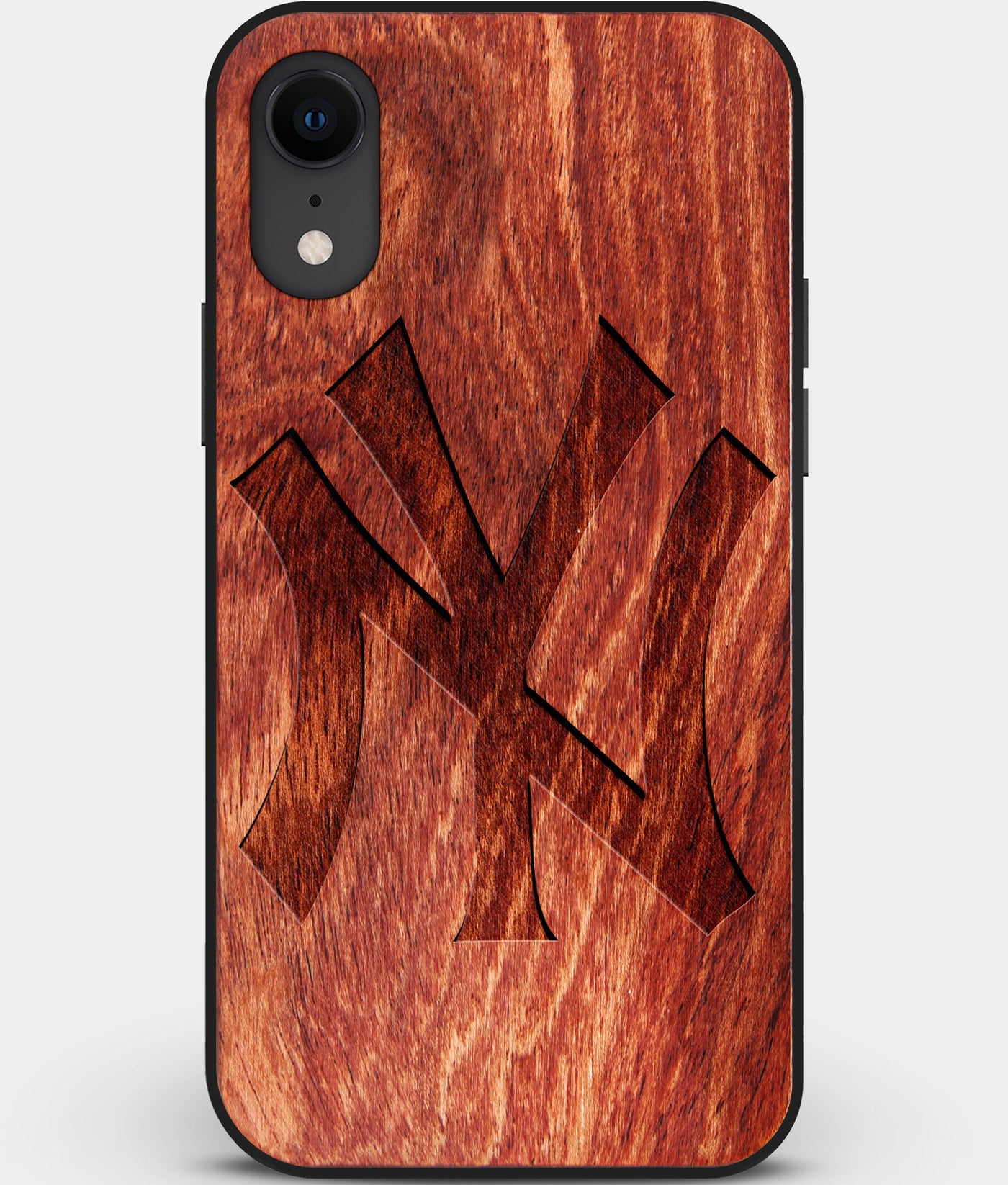 Custom Carved Wood New York Yankees iPhone XR Case Classic | Personalized Mahogany Wood New York Yankees Cover, Birthday Gift, Gifts For Him, Monogrammed Gift For Fan | by Engraved In Nature