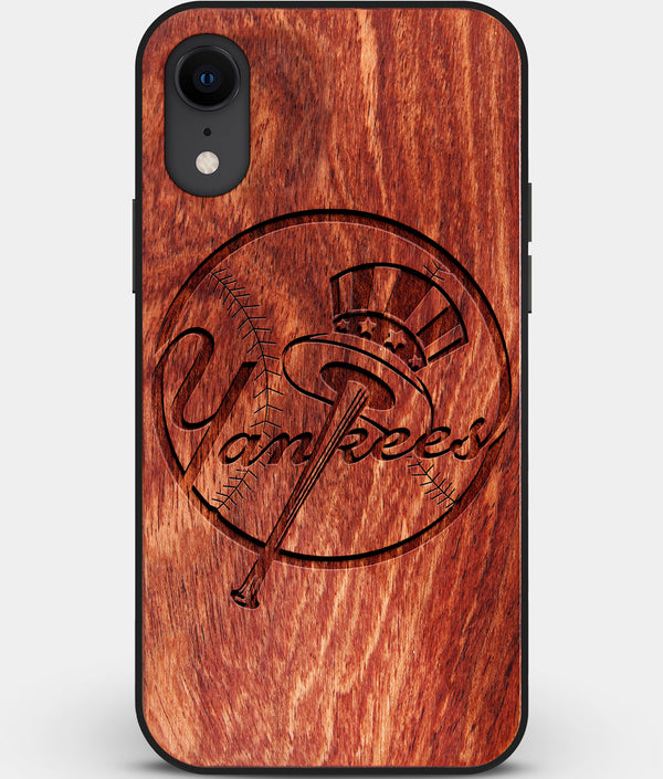 Custom Carved Wood New York Yankees iPhone XR Case | Personalized Mahogany Wood New York Yankees Cover, Birthday Gift, Gifts For Him, Monogrammed Gift For Fan | by Engraved In Nature