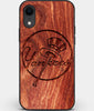 Custom Carved Wood New York Yankees iPhone XR Case | Personalized Mahogany Wood New York Yankees Cover, Birthday Gift, Gifts For Him, Monogrammed Gift For Fan | by Engraved In Nature