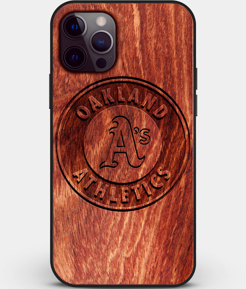 Custom Carved Wood Oakland Athletics iPhone 12 Pro Case | Personalized Mahogany Wood Oakland Athletics Cover, Birthday Gift, Gifts For Him, Monogrammed Gift For Fan | by Engraved In Nature