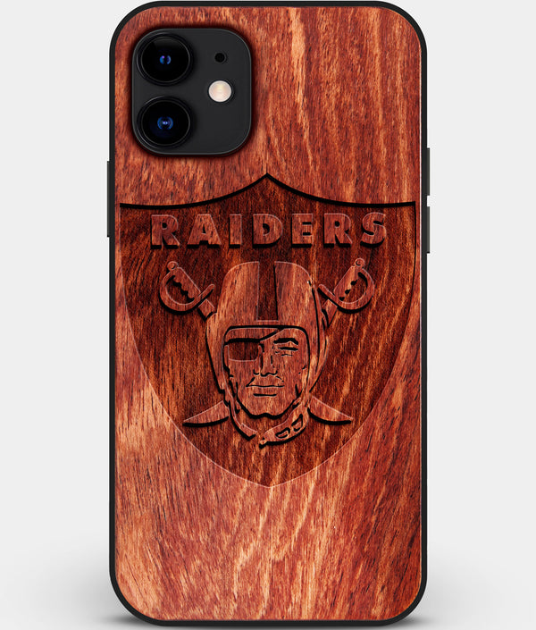 Custom Carved Wood Las Vegas Raiders iPhone 12 Mini Case | Personalized Mahogany Wood Las Vegas Raiders Cover, Birthday Gift, Gifts For Him, Monogrammed Gift For Fan | by Engraved In Nature