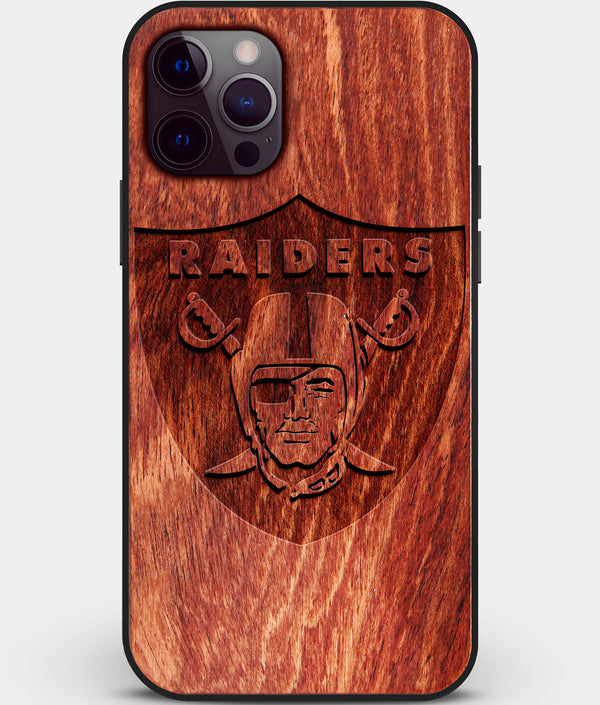 Custom Carved Wood Las Vegas Raiders iPhone 12 Pro Max Case | Personalized Mahogany Wood Las Vegas Raiders Cover, Birthday Gift, Gifts For Him, Monogrammed Gift For Fan | by Engraved In Nature