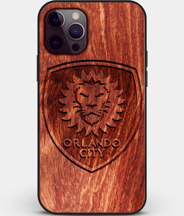 Custom Carved Wood Orlando City SC iPhone 12 Pro Case | Personalized Mahogany Wood Orlando City SC Cover, Birthday Gift, Gifts For Him, Monogrammed Gift For Fan | by Engraved In Nature