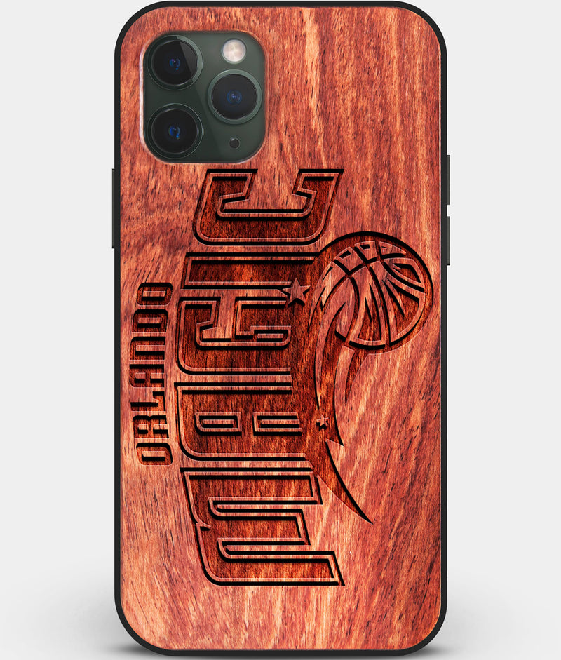 Custom Carved Wood Orlando Magic iPhone 11 Pro Max Case | Personalized Mahogany Wood Orlando Magic Cover, Birthday Gift, Gifts For Him, Monogrammed Gift For Fan | by Engraved In Nature