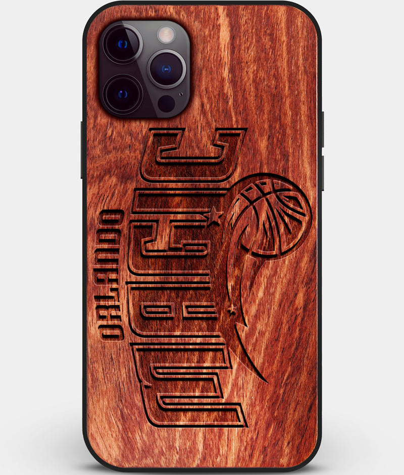 Custom Carved Wood Orlando Magic iPhone 12 Pro Max Case | Personalized Mahogany Wood Orlando Magic Cover, Birthday Gift, Gifts For Him, Monogrammed Gift For Fan | by Engraved In Nature