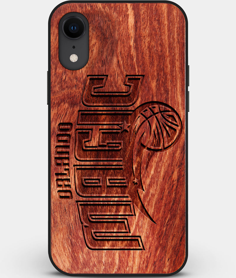 Custom Carved Wood Orlando Magic iPhone XR Case | Personalized Mahogany Wood Orlando Magic Cover, Birthday Gift, Gifts For Him, Monogrammed Gift For Fan | by Engraved In Nature