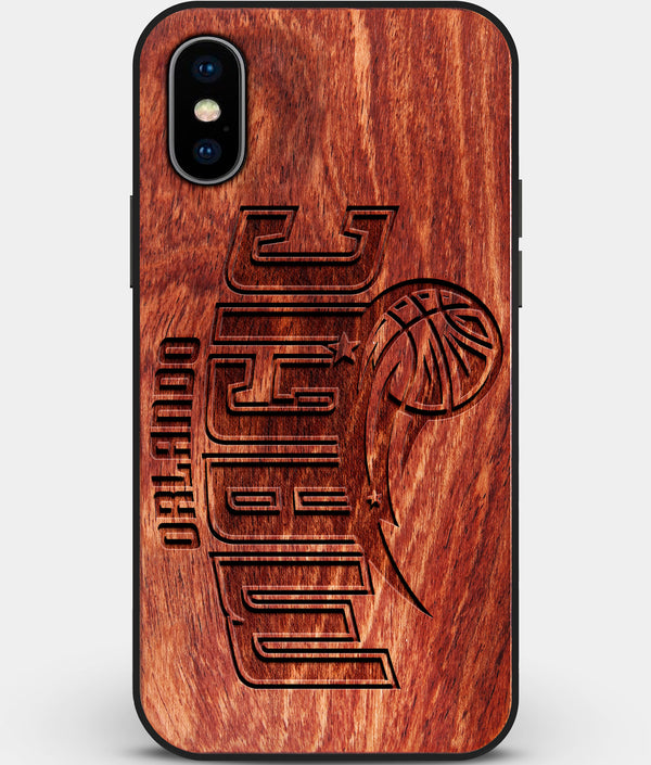 Custom Carved Wood Orlando Magic iPhone X/XS Case | Personalized Mahogany Wood Orlando Magic Cover, Birthday Gift, Gifts For Him, Monogrammed Gift For Fan | by Engraved In Nature
