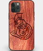 Custom Carved Wood Ottawa Senators iPhone 11 Pro Case | Personalized Mahogany Wood Ottawa Senators Cover, Birthday Gift, Gifts For Him, Monogrammed Gift For Fan | by Engraved In Nature