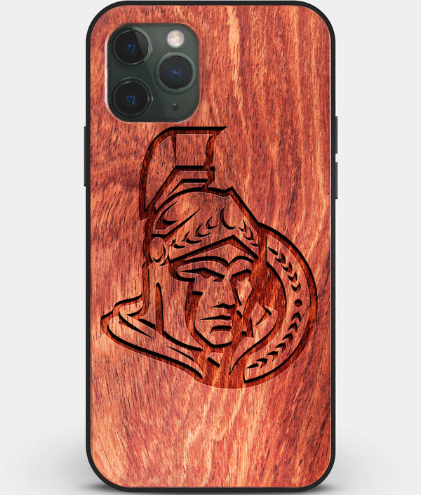 Custom Carved Wood Ottawa Senators iPhone 11 Pro Max Case | Personalized Mahogany Wood Ottawa Senators Cover, Birthday Gift, Gifts For Him, Monogrammed Gift For Fan | by Engraved In Nature