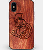 Custom Carved Wood Ottawa Senators iPhone X/XS Case | Personalized Mahogany Wood Ottawa Senators Cover, Birthday Gift, Gifts For Him, Monogrammed Gift For Fan | by Engraved In Nature