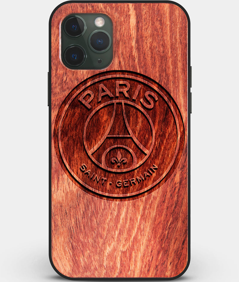 Custom Carved Wood Paris Saint Germain F.C. iPhone 11 Pro Case | Personalized Mahogany Wood Paris Saint Germain F.C. Cover, Birthday Gift, Gifts For Him, Monogrammed Gift For Fan | by Engraved In Nature