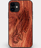 Custom Carved Wood Philadelphia Eagles iPhone 11 Case | Personalized Mahogany Wood Philadelphia Eagles Cover, Birthday Gift, Gifts For Him, Monogrammed Gift For Fan | by Engraved In Nature