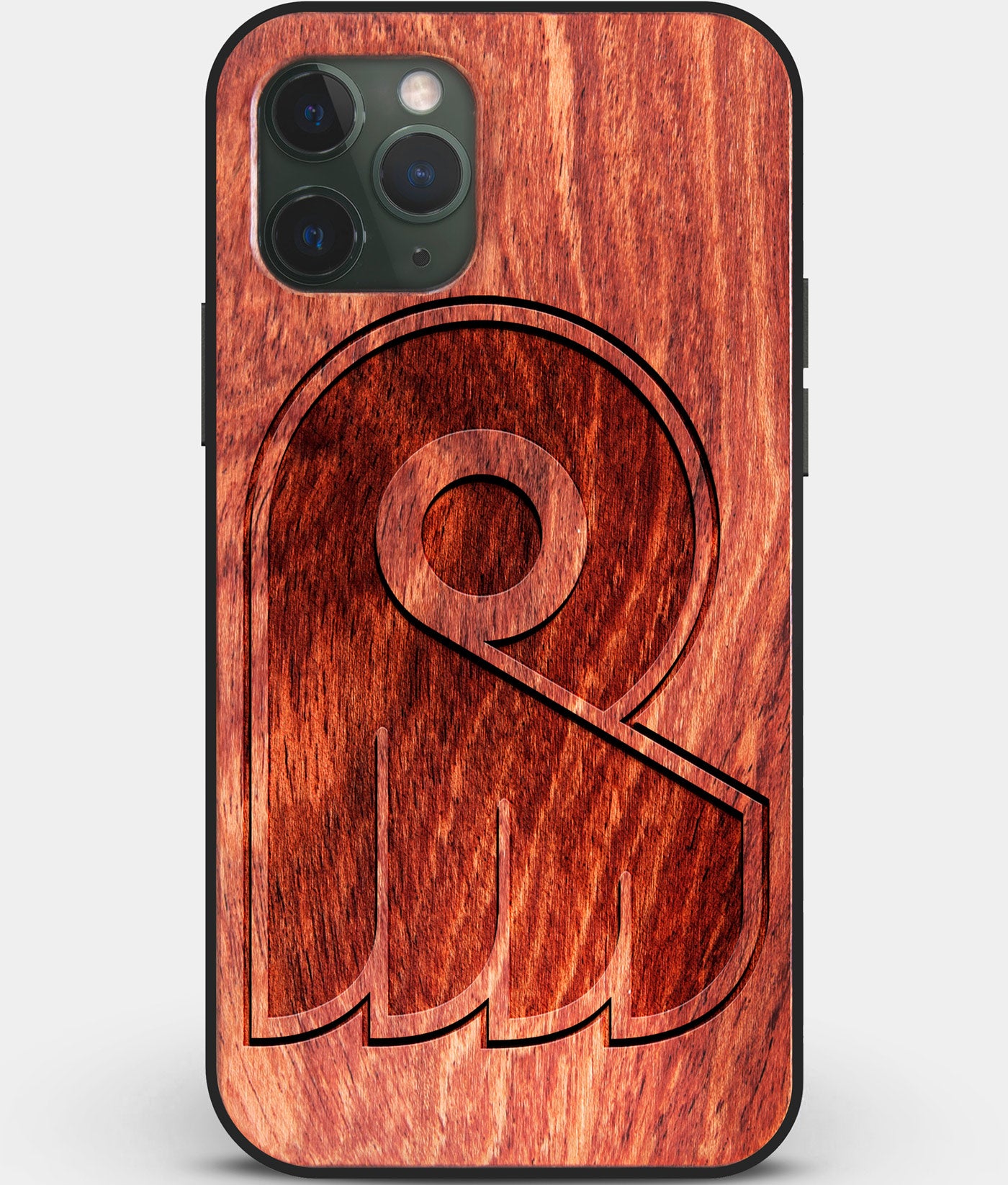 Custom Carved Wood Philadelphia Flyers iPhone 11 Pro Max Case | Personalized Mahogany Wood Philadelphia Flyers Cover, Birthday Gift, Gifts For Him, Monogrammed Gift For Fan | by Engraved In Nature