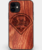 Custom Carved Wood Philadelphia Phillies iPhone 12 Case | Personalized Mahogany Wood Philadelphia Phillies Cover, Birthday Gift, Gifts For Him, Monogrammed Gift For Fan | by Engraved In Nature