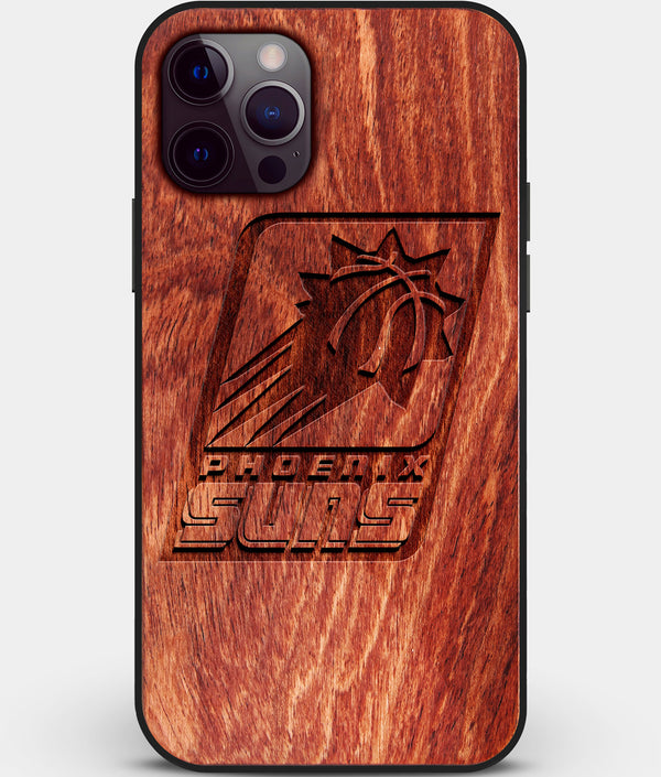 Custom Carved Wood Phoenix Suns iPhone 12 Pro Case | Personalized Mahogany Wood Phoenix Suns Cover, Birthday Gift, Gifts For Him, Monogrammed Gift For Fan | by Engraved In Nature
