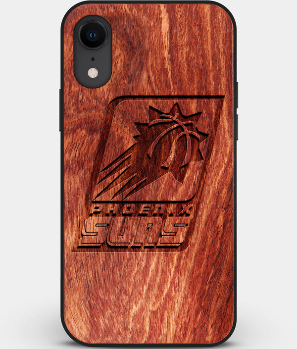 Custom Carved Wood Phoenix Suns iPhone XR Case | Personalized Mahogany Wood Phoenix Suns Cover, Birthday Gift, Gifts For Him, Monogrammed Gift For Fan | by Engraved In Nature