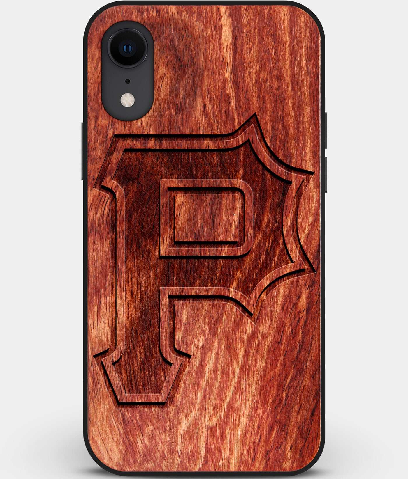 Custom Carved Wood Pittsburgh Pirates iPhone XR Case Classic | Personalized Mahogany Wood Pittsburgh Pirates Cover, Birthday Gift, Gifts For Him, Monogrammed Gift For Fan | by Engraved In Nature