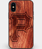 Custom Carved Wood Pittsburgh Pirates iPhone X/XS Case Classic | Personalized Mahogany Wood Pittsburgh Pirates Cover, Birthday Gift, Gifts For Him, Monogrammed Gift For Fan | by Engraved In Nature