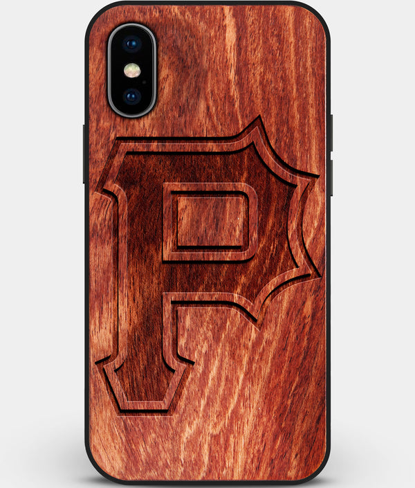 Custom Carved Wood Pittsburgh Pirates iPhone XS Max Case Classic | Personalized Mahogany Wood Pittsburgh Pirates Cover, Birthday Gift, Gifts For Him, Monogrammed Gift For Fan | by Engraved In Nature
