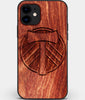Custom Carved Wood Portland Timbers iPhone 11 Case | Personalized Mahogany Wood Portland Timbers Cover, Birthday Gift, Gifts For Him, Monogrammed Gift For Fan | by Engraved In Nature
