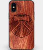 Custom Carved Wood Portland Timbers iPhone X/XS Case | Personalized Mahogany Wood Portland Timbers Cover, Birthday Gift, Gifts For Him, Monogrammed Gift For Fan | by Engraved In Nature