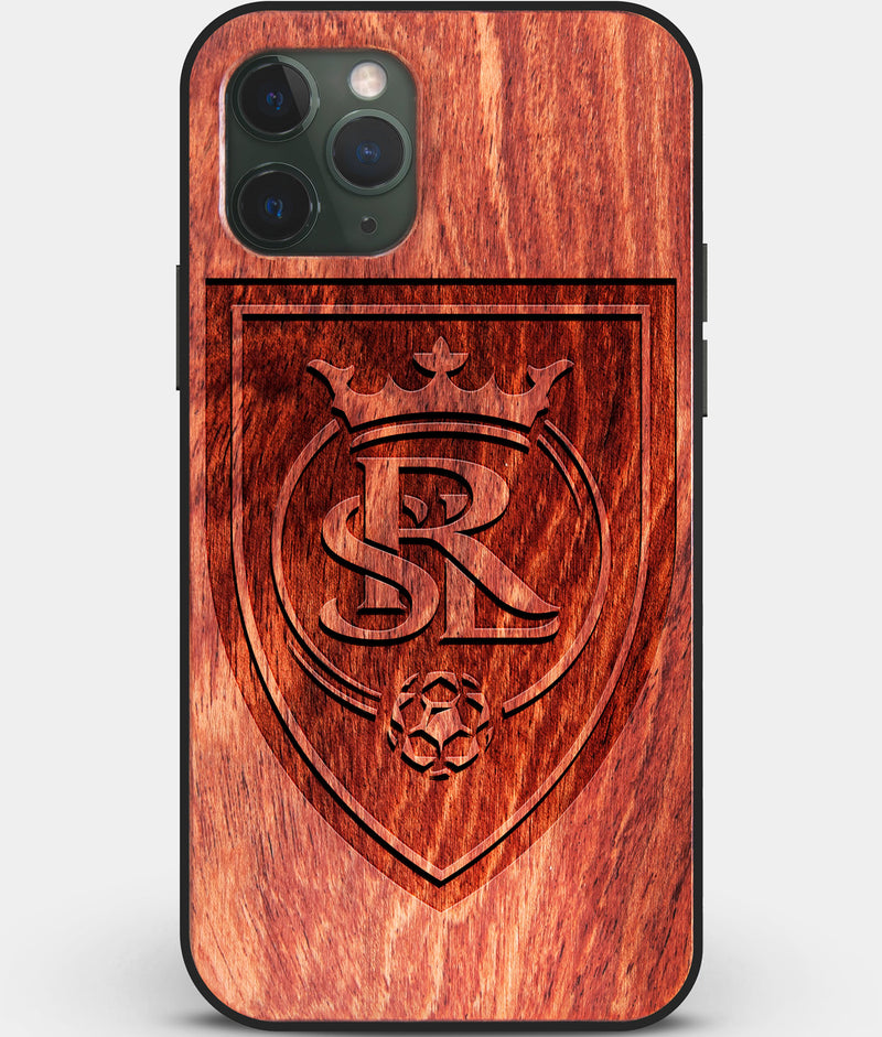 Custom Carved Wood Real Salt Lake iPhone 11 Pro Max Case | Personalized Mahogany Wood Real Salt Lake Cover, Birthday Gift, Gifts For Him, Monogrammed Gift For Fan | by Engraved In Nature