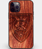 Custom Carved Wood Real Salt Lake iPhone 12 Pro Case | Personalized Mahogany Wood Real Salt Lake Cover, Birthday Gift, Gifts For Him, Monogrammed Gift For Fan | by Engraved In Nature