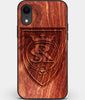 Custom Carved Wood Real Salt Lake iPhone XR Case | Personalized Mahogany Wood Real Salt Lake Cover, Birthday Gift, Gifts For Him, Monogrammed Gift For Fan | by Engraved In Nature