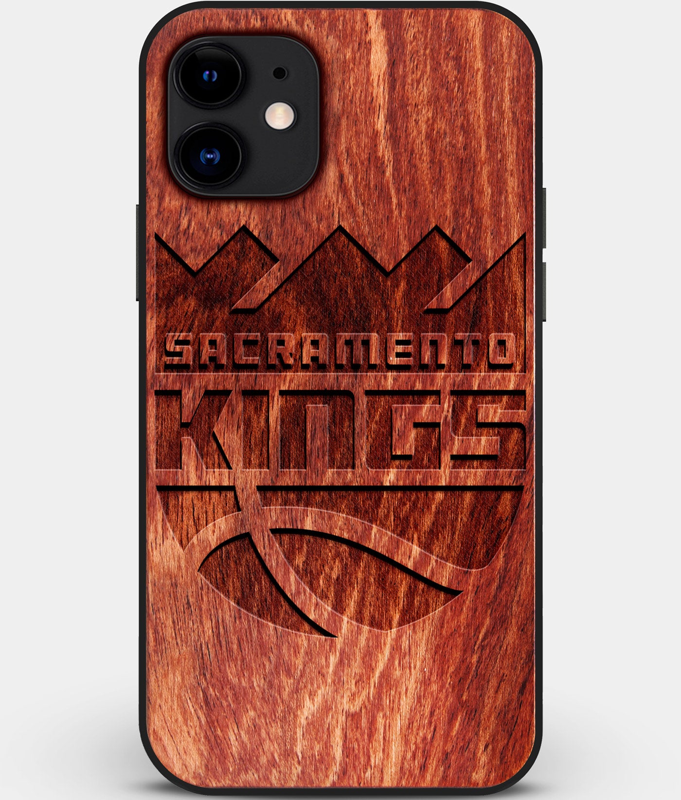Custom Carved Wood Sacramento Kings iPhone 11 Case | Personalized Mahogany Wood Sacramento Kings Cover, Birthday Gift, Gifts For Him, Monogrammed Gift For Fan | by Engraved In Nature